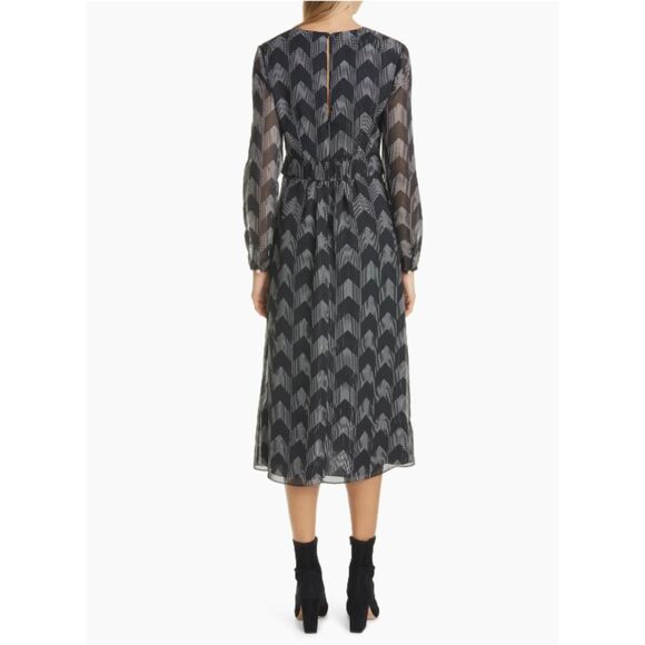 Ted Baker London Atlas Long Sleeve Midi Dress Black Chevron Modest Style size 3 - Picture 2 of 15